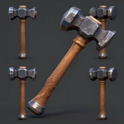 one hammer of truth from World of Warcraft 3D assets; 3D item; different views