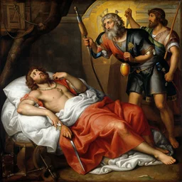 romanian epic hero waking up from a deep slumber and preparing for historical acts of glory, renaissance painting, vivid colors, medieval, fraise