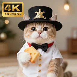 high quality presentation photo of a cute model cat dressed as napoleon holding a piece of cheese, photography 4k, f1.8 anamorphic, bokeh, 4k, Canon, Nikon