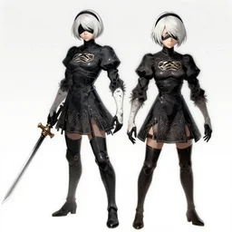 2 b from nier automata, metal gear concept art