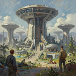enviroment design, science fiction, oil painting by jama jurabaev, tyler edlin, james paick, emmanuel shiru, victor mosquera, extremely detailed, brush hard, artstation, for aaa game, high quality, brush stroke