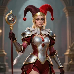 beautiful jester warrior, highly detailed, 8 k, hdr, award - winning, trending on artstation, anne stokes