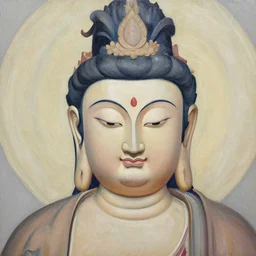 impasto pop - art oil painting portrait of a bodhisattva, intricate, illumination, fibonacci fractals, rule of thirds, vaporwave, vibrant colors