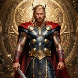 norse accurate thor digital art trending on artstation 4 k imagery cgsociety contest winner intricate detailed front view! symmetrical illustrated by gaston bussiere greg rutkowski
