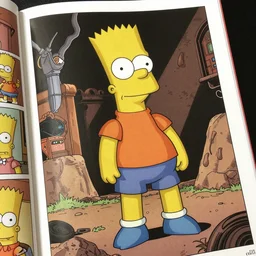 a comic book page of the adventures of Bart Simpson by frank miller