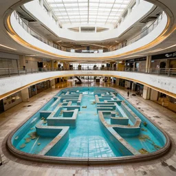 huge abandoned mall with a pool maze