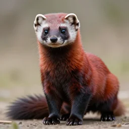 photorealistic, body furred redblack male furry weasel fursona