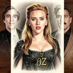 portrail of scarlett johansson as dorothy in the wizard of oz, realistic pencil and ink, dramatic lighting, photo real quality, greg rutkowski and jose vergara