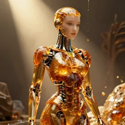a beautiful cyborg made of honey