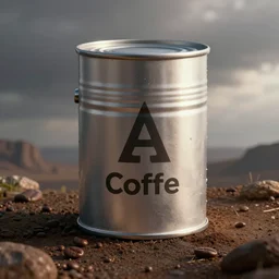a spaceship in the shape of coffee can, realistic, digital art
