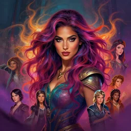 portrait of beautiful woman with magical hair, maya ali mage, gloomhaven, dynamic lighting, gaudy colors, octane render aesthetic, matte painting concept art, official fanart behance hd artstation by jesper ejsing, by rhads and makoto shinkai and lois van baarle and ilya kuvshinov and rossdraws