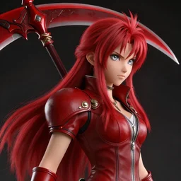 hyper - realistic + photorealistic render with very extreme intricate details, of ruby rose from rwby in the style of final + fantasy 1 5, large red scythe on back, silver eyes, digital game - art by ross tran, movie composition by sana takeda, dramatic cinematic lighting by greg rutkowski