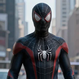 Donald Glover as Miles Morales in black Spider-Man suit, mask off, still from Spider-Man No Way Home, detailed, 4k