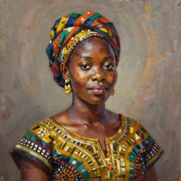 portrait of a nigerian woman ( 3 5 ) from nigeria, an oil painting by ross tran and thomas kincade