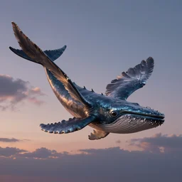feathered whale flying in the sky, twilight lighting, d & d, fantasy, highly detailed, digital painting, trending on artstation, concept art, sharp focus, illustration, art by artgerm and greg rutkowski and magali villeneuve