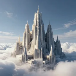 A towering citadel in the style of Jupiter's clouds, octane render