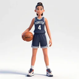 Extremely tall, strong, teenage female basketball player, pixar character model sheet turnaround, studio, trending in Artstation, official media, 4K HD, by Bill Presing