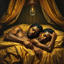 highly detailed potrait of 8 0's brown srilankan people are sleeping on gold tresure in baroque style, painting by james jean, craig mullins, j. c. leyendecker, lights, art by ernst haeckel,