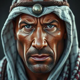 dwayne the rock johnson as saudi 4 k, highly detailed face, detailed eyes