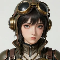 character concept art of a steampunk woman bomber pilot | | anime, close up, cute - fine - face, pretty face, realistic shaded perfect face, fine details by stanley artgerm lau, wlop, rossdraws, james jean, andrei riabovitchev, marc simonetti, and sakimichan, ghost in the shell, trending on artstation