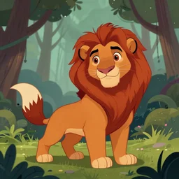 cartoon fox in forest | in the style of the lion king ( 1 9 9 4 ) and don bluth