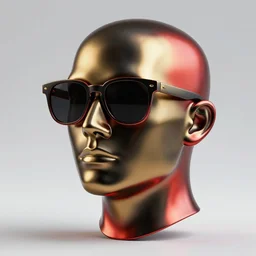 a head made out of melting metal, it is of black and golden and red color, it is wearing sunglasses and a hat, there are flowers all around it, blue paint melting, vogue cover style, greg rutkowski style, demonic style, artgerm style