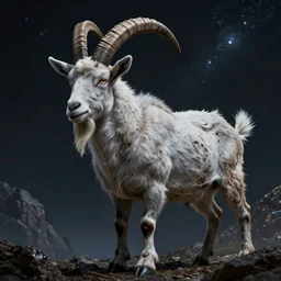 the devastating wise goat, space, dystopic, fantasy, h.p. Lovecraft, highly detailed, trendingonartstation, HD, 8k