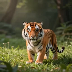 a cutesy tiger on grass clip art