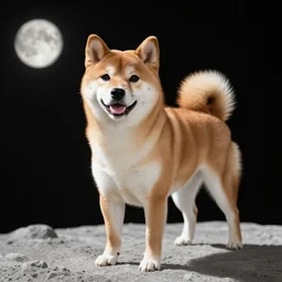 professional photograph of a shiba inu on the moon, HD, high quality,