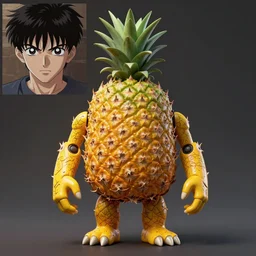 pinapple humanoid figure monster, symmetrical, highly detailed, digital art, sharp focus, trending on art station, kentaro miura manga art style