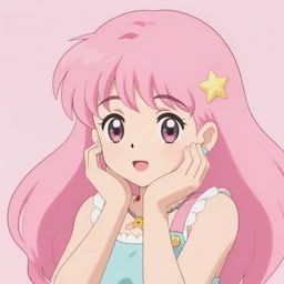 aesthetic pastel pink cute 9 0's anime girl \ by ghibli and wlop and rebecca sugar