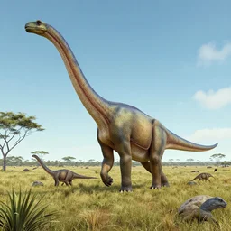 The first picture ever taken on earth, at the time of dinosaurs. Diplodocus and Stegosaurs.