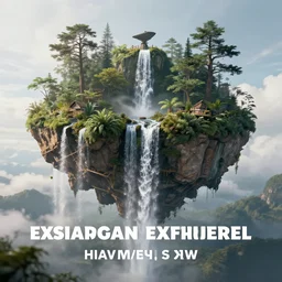 floating island in the sky, with a waterfalls, 4k image, award winning by