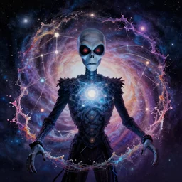 galaxy bender experiencing the quantum field, elevated consciousness, beautiful astrological neural network, matte painting and tim burton comic book art, twist of time, realistic, trending on artstation, sharp focus, depth of field, cinematic composition, physics splashes of colors, science fiction