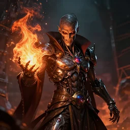 a portrait of a evil cybernetic magician releasing fire spell, cyberpunk concept art, trending on artstation, highly detailed, intricate, sharp focus, digital art, 8 k