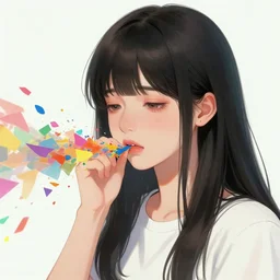sad girl, colorful breath, beyond, fragments by zin lim!!!, riso chan, adam neate, caren ginsberg, ryan hewett, alex beck, zeen chin, abstract, a level art, intricate, pop surrealism, hypermaximalist, hyper detailed, artstation