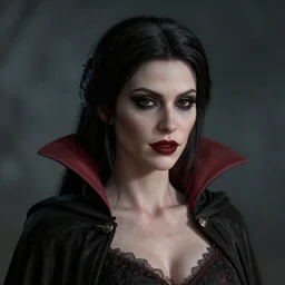 portrait of a lady vampire, 35mm, depth of field, DOF, ominous, sharp, detailed, photorealistic, octane render, high definition, 4k, artstation, steve mccurry, irwin penn
