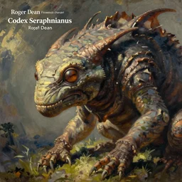 close up view of a creature from codex seraphinianus. painting by roger dean
