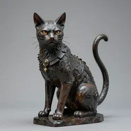 a photorealistic sculpture of an evil cat by zdzisław beksinski
