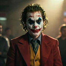 a film still of Trippie Redd starring as The Joker, 40mm lens, shallow depth of field, split lighting, cinematic