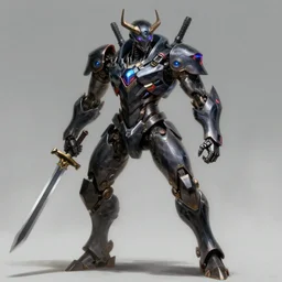concept character art of a sleek humanoid mech wielding futuristic katanas, evil color scheme, dark fantasy, cinematic lighting, smooth, digital painting, diablo concept art, blizzard studios, trending on artstation, concept art