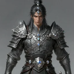beautiful extremely detailed intricate concept art depicting a male warrior by wlop. shining jewelry. grey atmosphere. bcy. net