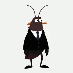 flat 2 d : : cockroach character securityguard : : long head's antennae : : black suit tie : : head torso legs feet : : lorax movie : : artstation