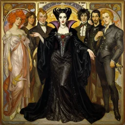 baroque oil painting of full body portrait vampire princess in gothic robes, by nekro, peter mohrbacher, alphonse mucha, brian froud, yoshitaka amano, kim keever, victo ngai, james jean