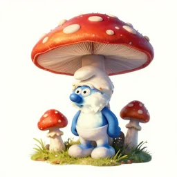 greg rutkowski.amanita muscaria as smurf house