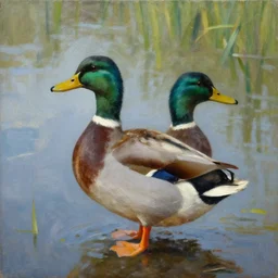 a duck on the prowl oil painting dmytro kavsan