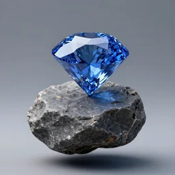 a beautiful blue diamond on top of a rock floating in the air, 8 k, hdr, trending on artstation, photo studio