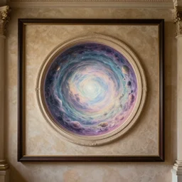 wall with a circular magic portal to another world. framed, centralized, ethereal, rich estate, fantasy, smooth, sharp focus, high detailed digital art trending in artstation. artist greg rutkowski