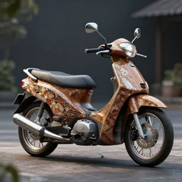 a motorcycle decorated with batik motifs, trending on artstation, cinematic, octane render, ultrarealistic