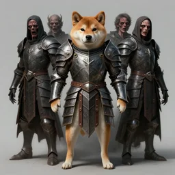 daedric armor realistic anthropomorphic shiba inu, macabre, horror, fantasy, by donato giancola and greg rutkowski and wayne barlow and zdzisław beksinski, realistic face, visible face, digital art, artstation, symmetry